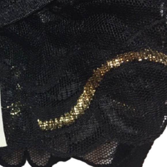 VINTAGE Formfit Garter Belt Black w/ Gold Lame Swirl Detail Metal Fasteners - Picture 8 of 13
